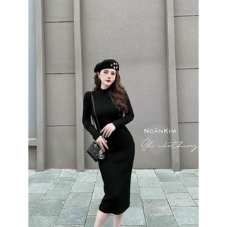 Váy nhung tăm ôm body nữ dáng ôm eo tôn dáng thời trang trẻ trung