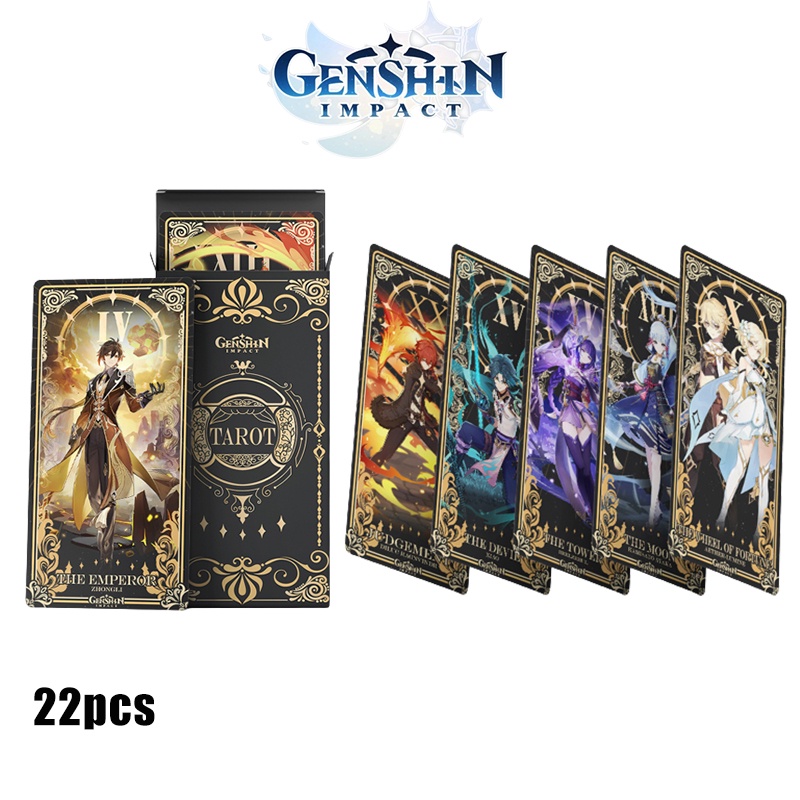 set 22pcs Genshin Impact Tarot Cards Zhongli RaidenEi Board Card Kids ...