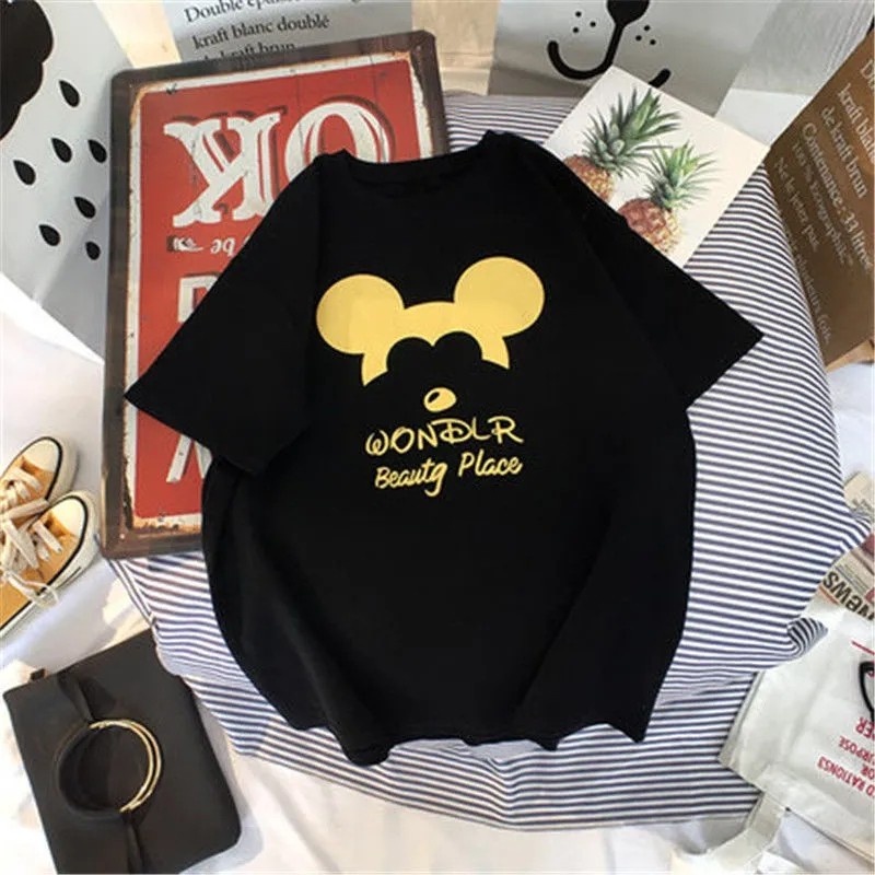 Áo thun SUXI dáng rộng họa tiết hoạt hình dễ thương thời trang mùa thu dành cho nữ