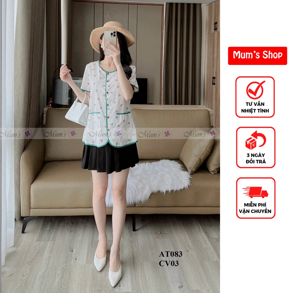 ÁO BẦU XINH MÙA HÈ MUM'S SHOP FREESHIP Áo bầu trắng chery viền xanh