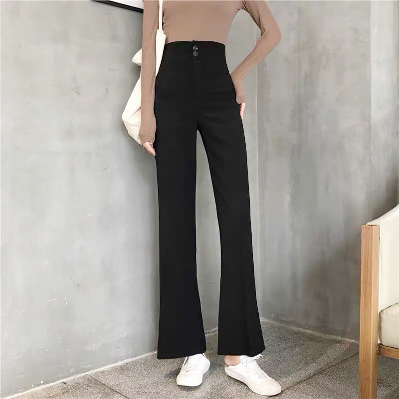 Quần tây nữ công sở lưng cao ống loe đi học bigsize VAVASA QT05
