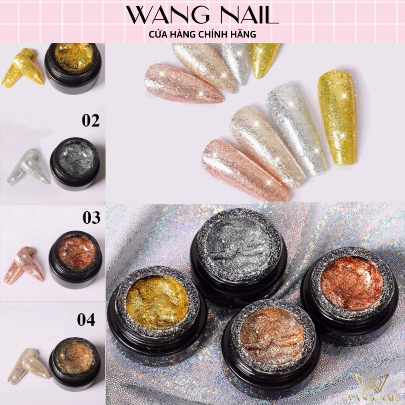 Nhũ vẽ viền nail HUAXI, gel kim tuyến vẽ viền móng siêu sáng