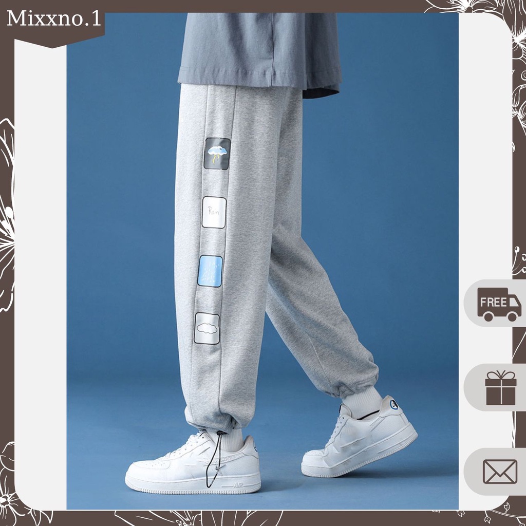 Quần Jogger Nam Nữ Ống Rộng Dây Rút Gấu In Dọc 2 Bên Phong Cách Ulzzang Thời Trang Mixxno.1 QUAN NAM 128V1