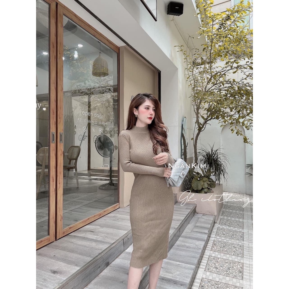 Váy tăm len body  mềm mại dáng siêu xinh HÀNG QC