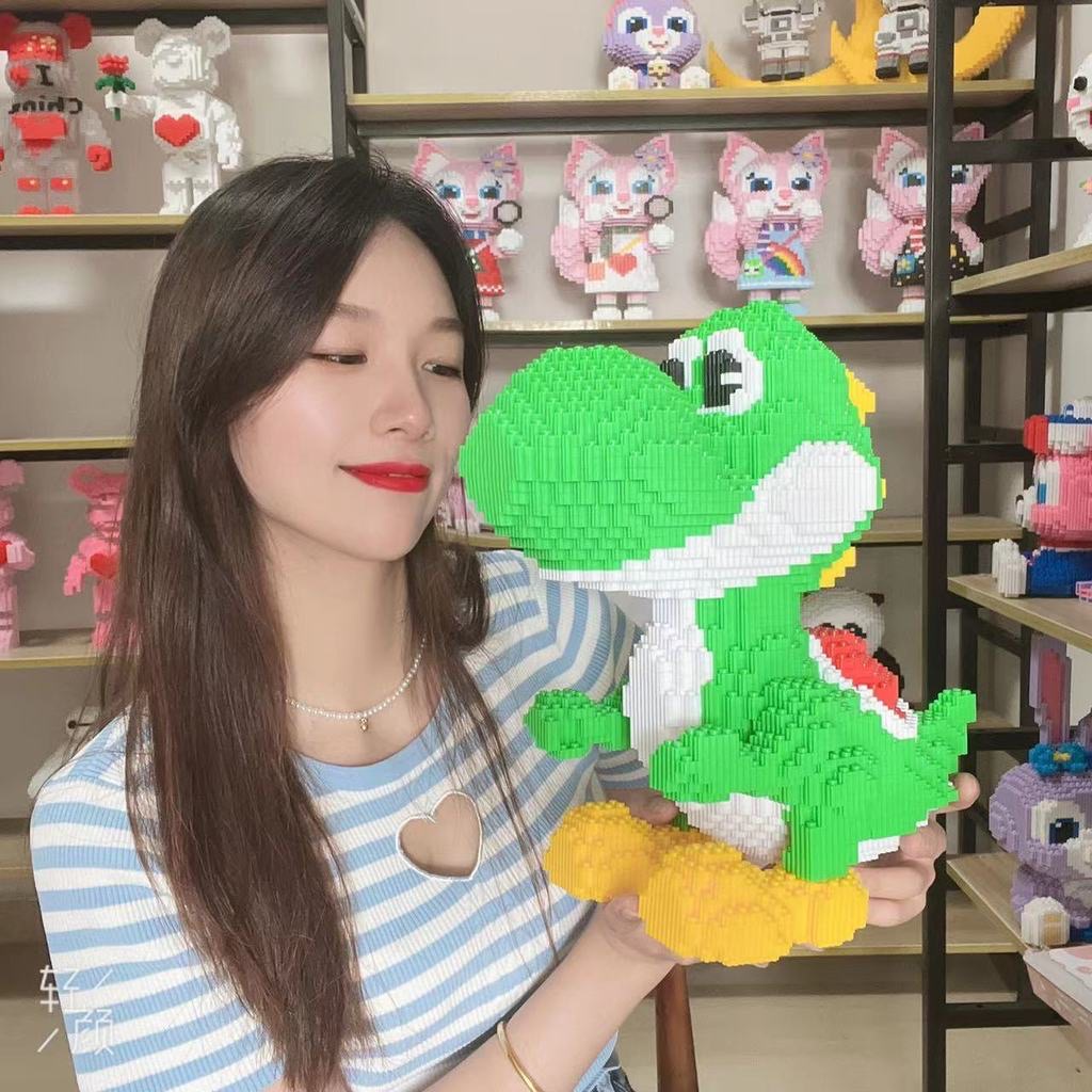 le go khủng long xanh 33cm poly Đồ chơi Xếp hình lắp ráp mô hình cỡ lớn bear brick