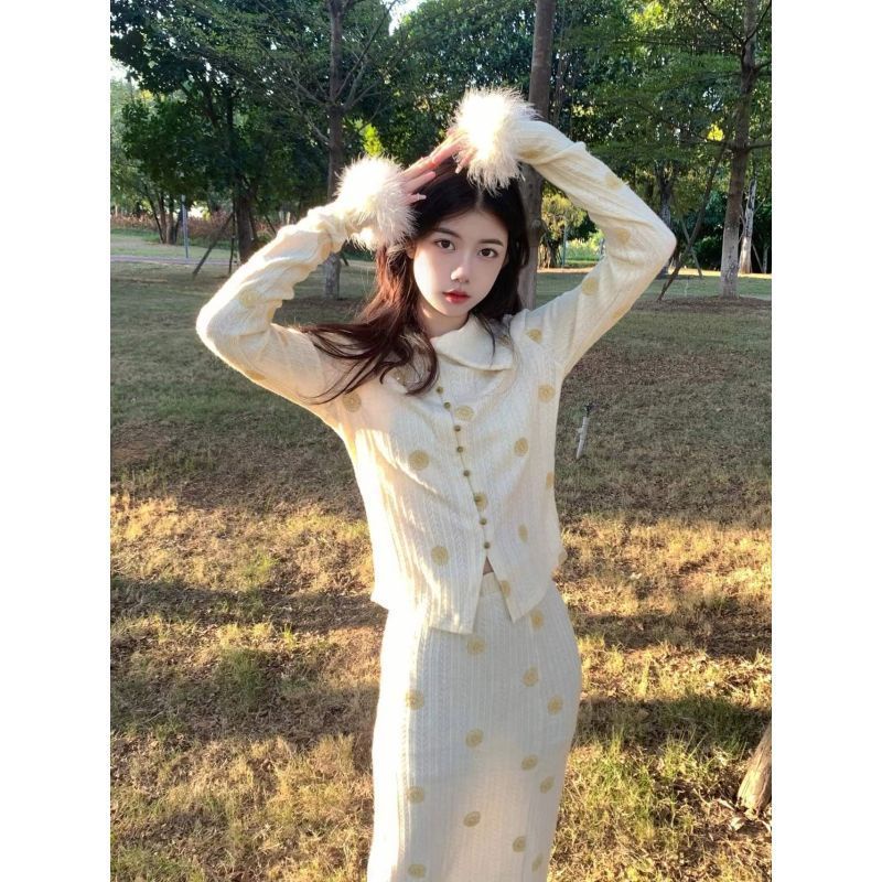 Áo Khoác Cardigan Dệt Kim Tay Dài Phong Cách Đà Điểu Phong Cách Thu Đông Mới