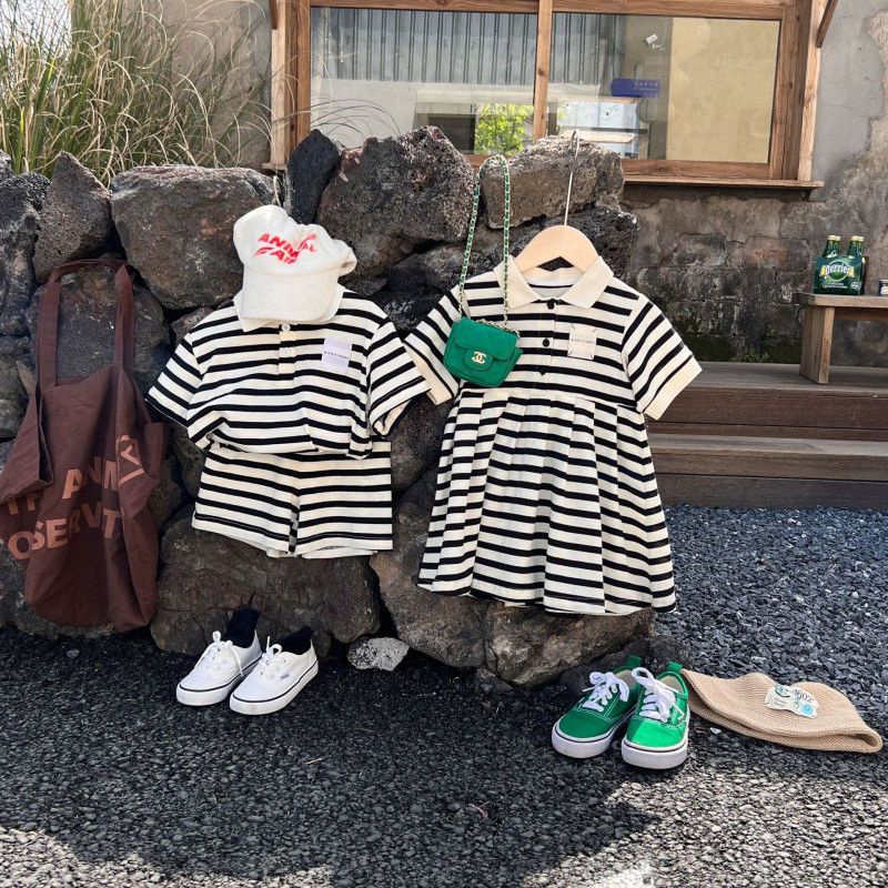 Set Áo Thun polo Tay Ngắn Và Quần Short Thời Trang Mùa Hè Cho Bé Gái