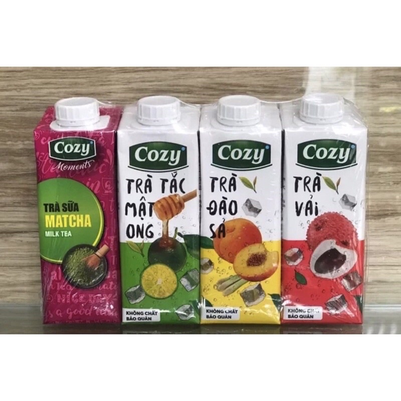 Trà cozy hộp 225ml (trà tắc mật ong, tra đào sả, trà vải)