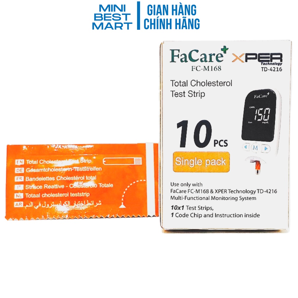 Que thử Mỡ máu Cholesterol dành cho máy đo FaCare 5 trong 1 FC-M168 (TD-4216) - Hộp 10 que
