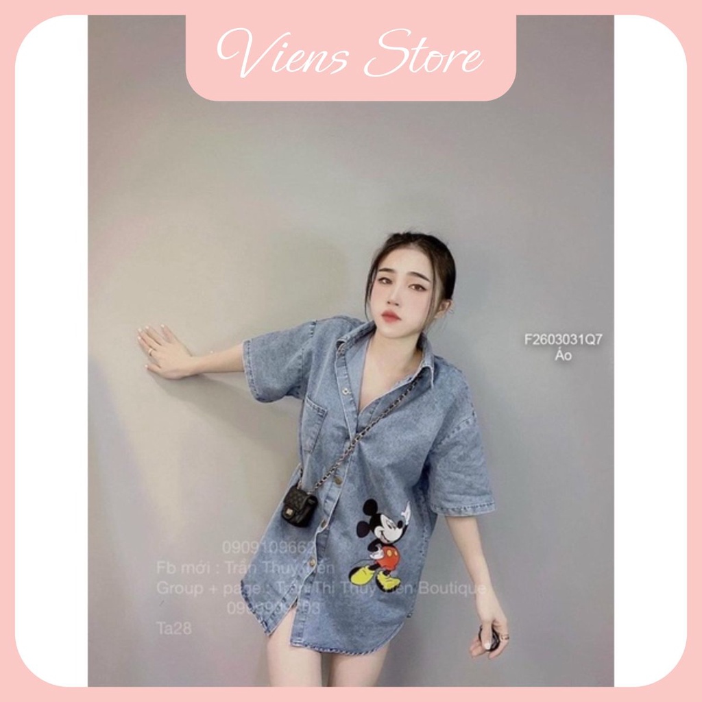 Áo sơ mi jeans phối hình m6 bên hông VIENS STORE