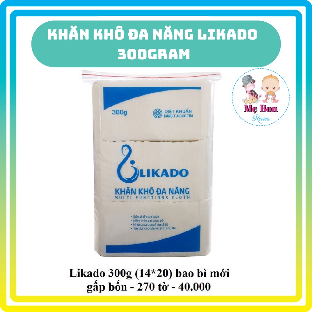 Khăn khô đa năng cho bé Likado 300g kích thước 15x20cm1 gói