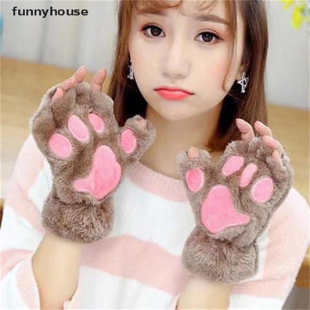 Găng Tay Hở Ngón Tạo Hình Bàn Chân Mèo Dễ Thương