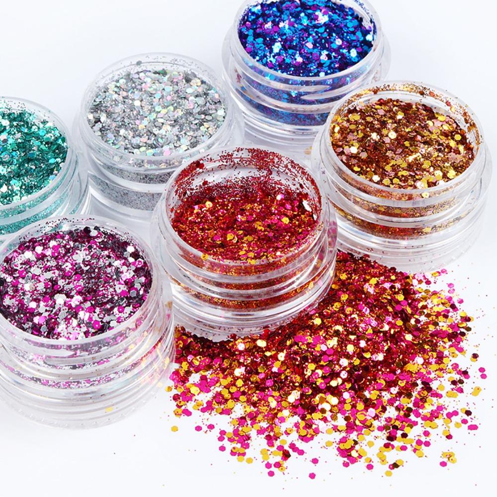 FALLFORBEAUTY Hộp 6 Ngăn Đựng Hạt Sequin Lấp Lánh Đính Móng Nghệ Thuật