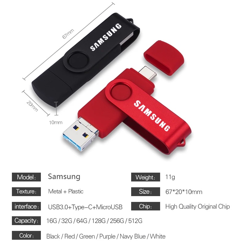 Ổ Đĩa Mềm Samsung-pen drive 3 Trong 1 otg 512gb 256gb 64gb 32gb 16gb 1tb 2tb usb 128 micro usb