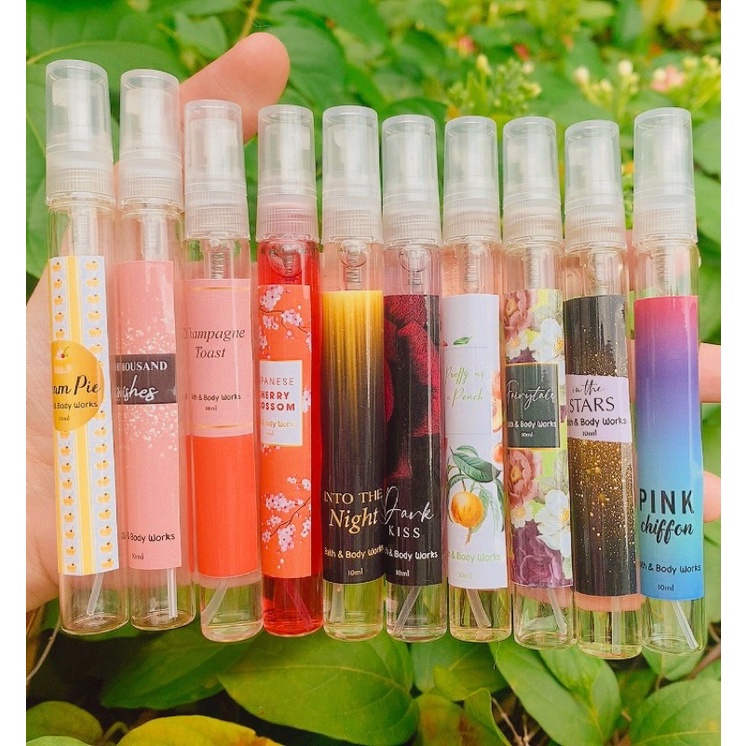 Set/combo 5 Xịt Thơm Bath and Bodyworks Body Mist Chiết 10ml/ống mùi Best Seller