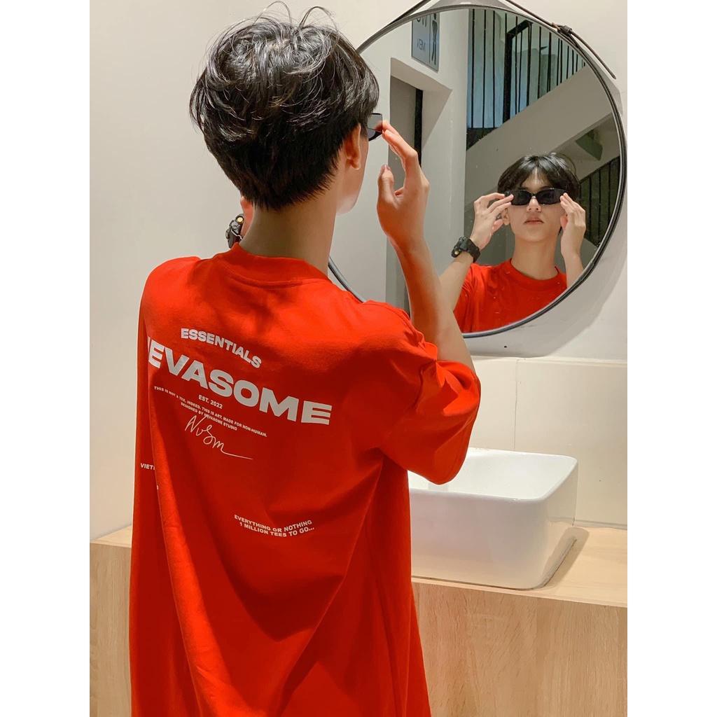 Áo Thun Oversize Local Brand NEVASOME Signature v2 Đỏ Cotton Tay Lỡ Form Rộng Nam Nữ