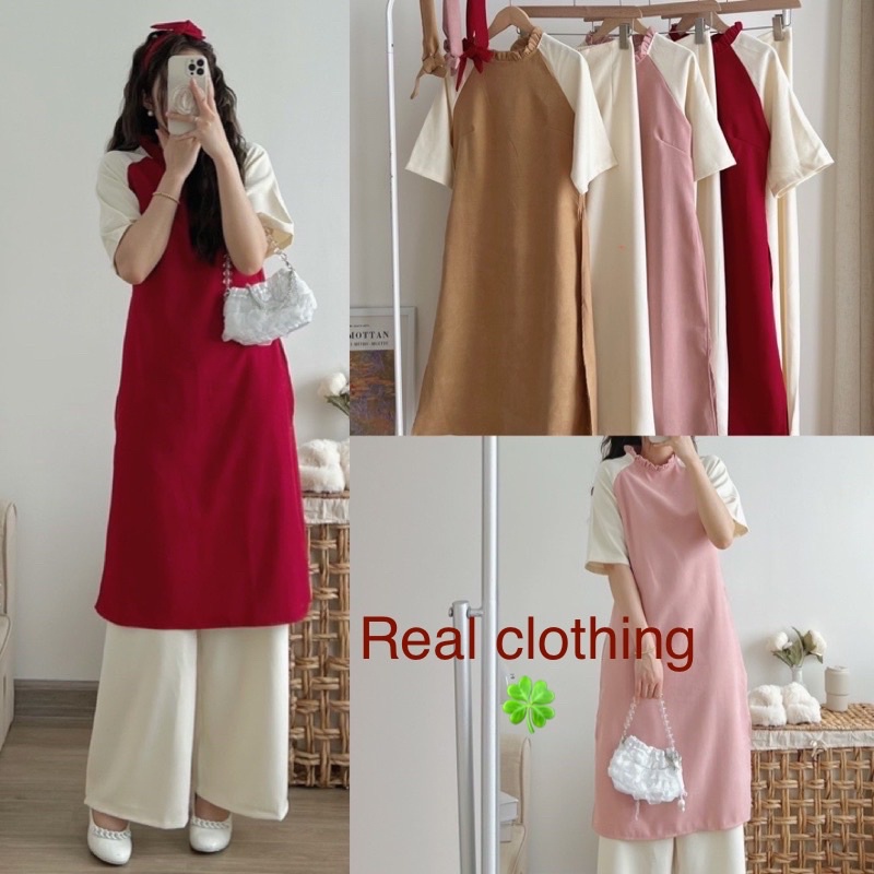 ÁO DÀI CÁCH TÂN + tặng kèm dây tuban sét 3 món