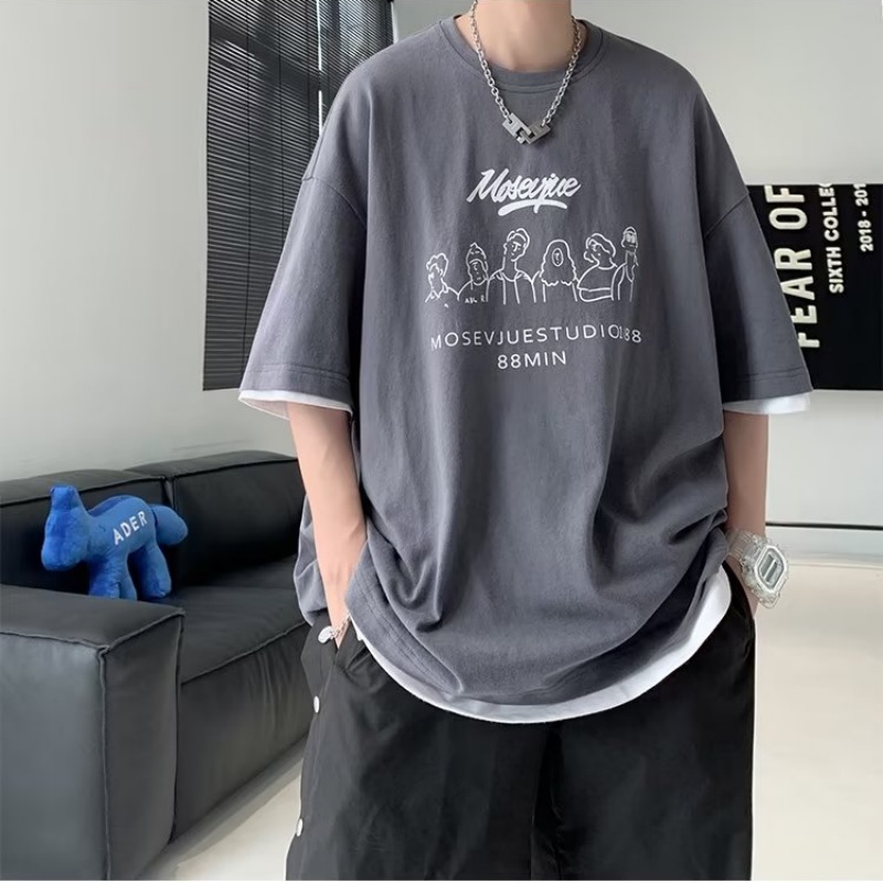 Áo Thun Tay Ngắn Cổ Tròn In Họa Tiết Hoạt Hình Phong Cách Hàn Quốc Thời Trang Cho Nam Và Nữ Size M-8XL