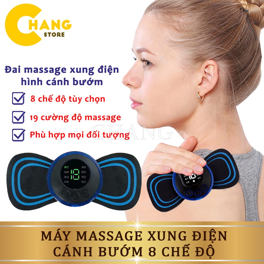Miếng Dán Massage Xung Điện Cổ Vai Gáy, Bắp Tay, Lưng Cánh Bướm 8 Chế Độ Giúp Giảm Đau Nhức Hiệu Quả