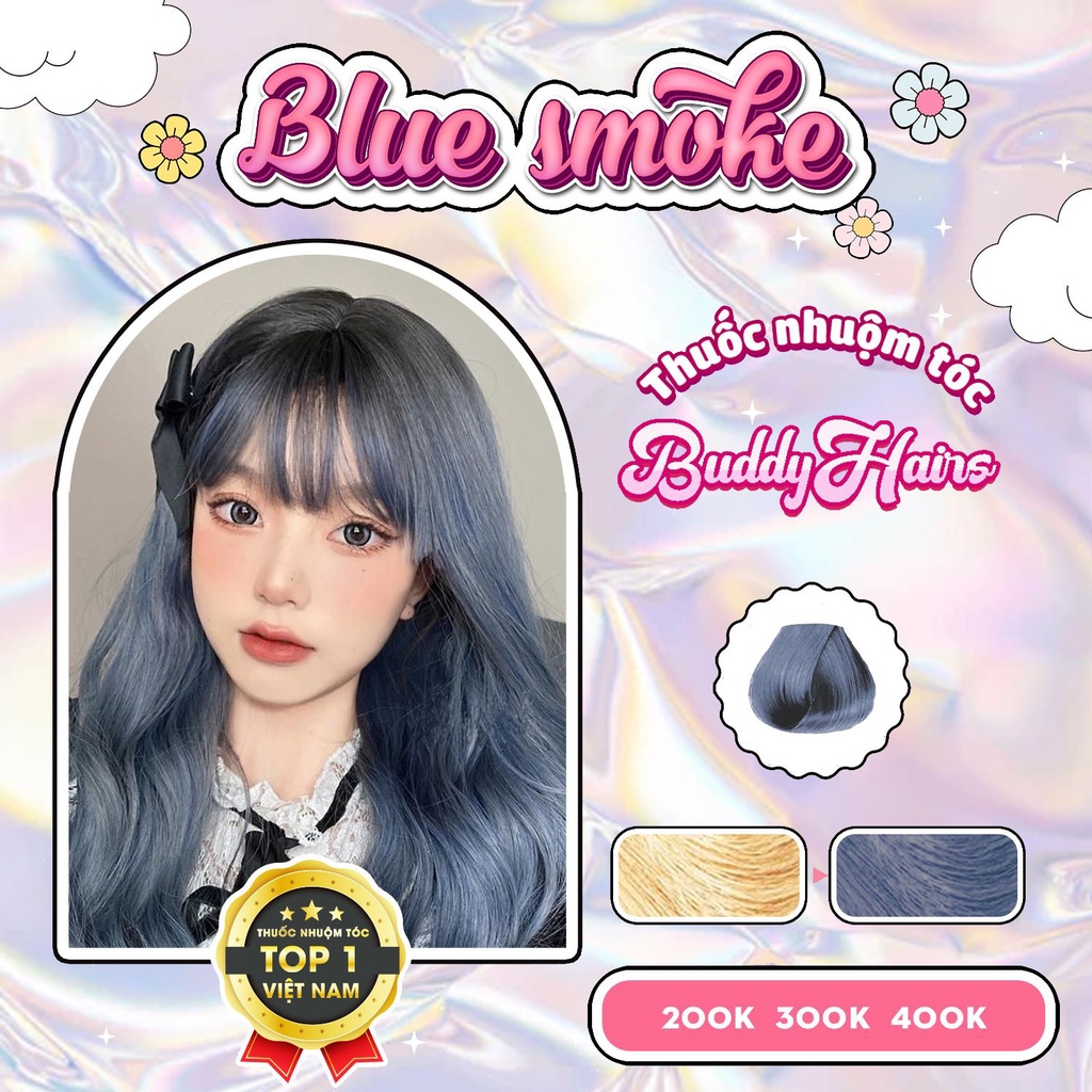 Thuốc nhuộm tóc màu BLUE SMOKE, XANH KHÓI thuốc nhuộm tóc cao cấp, kem  nhuộm tóc tại nhà Buddyhairs tặng kèm dụng cụ | Shopee Việt Nam
