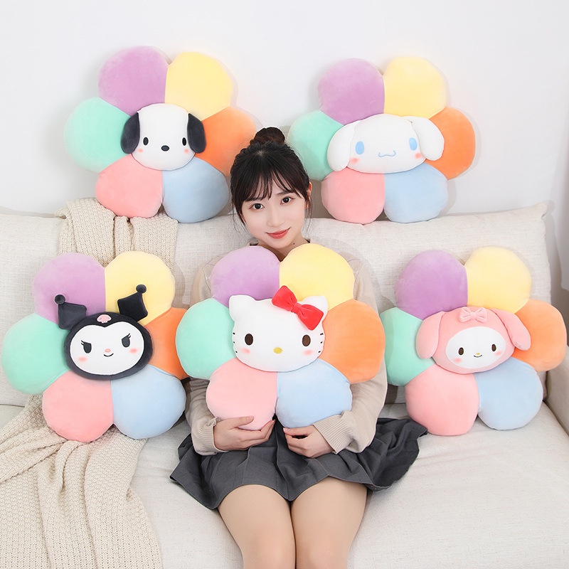 Sanrio Đệm Lót Ghế Ngồi Xe Hơi / Văn Phòng Hình Hoa Hướng Dương / Kuromi / Hello Kitty Chất Liệu Dày Dặn Mềm Mạ