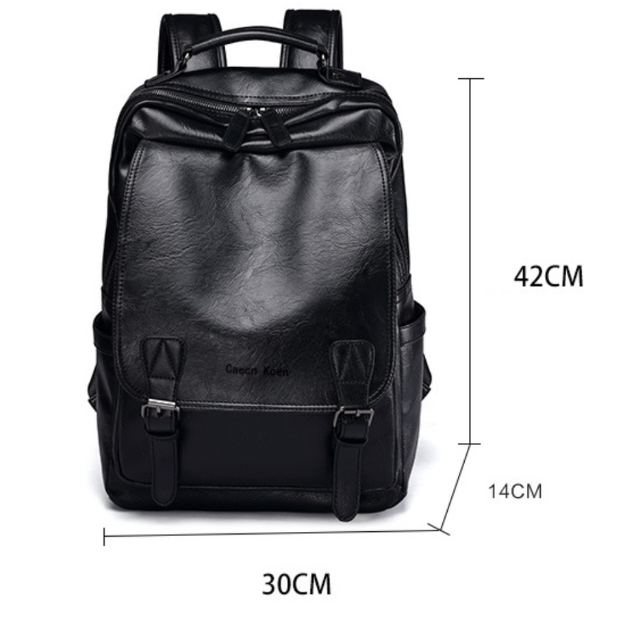 Balo nam da bò đựng a4 laptop cặp đeo đi học túi đen trơn da đơn giản phong cách thời trang MINA | BigBuy360 - bigbuy360.vn