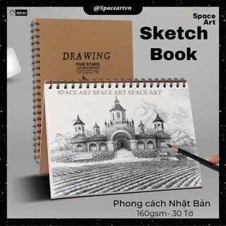 Sổ ký họa sketchbook drawing 160gsm a4 lỡ, a3 lỡ 30 tờ có lò xo