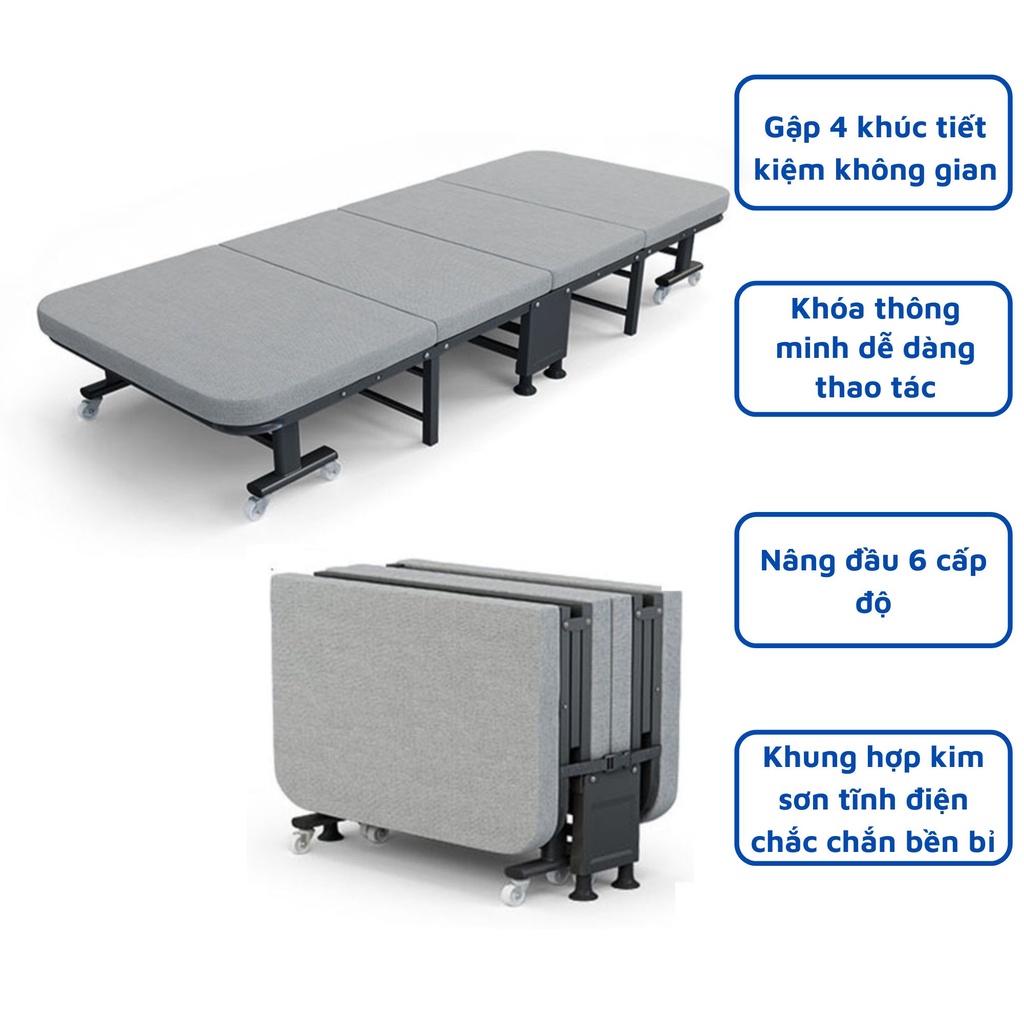 Giường gấp gọn 4 khúc văn phòng thông minh xếp gọn có thể gấp thành ghế rất tiện lợi cho dân văn phòng ngủ trưa