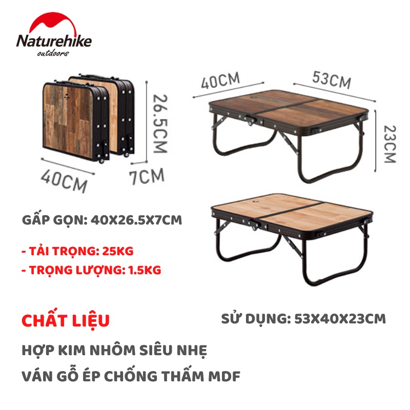 BÀN GẤP SIÊU NHẸ DÃ NGOẠI, CẮM TRẠI, PICNCI NATUREHIKE NH20JJ028