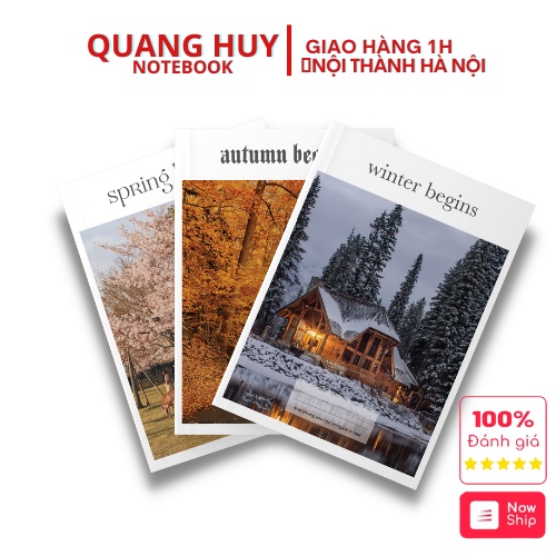 Combo 2 quyển vở học sinh 200 trang Quang Huy mẫu 4 mùa, tập vở kẻ ngang b5 ghi chép, sổ tay giáo án viết dòng kẻ cấp 2