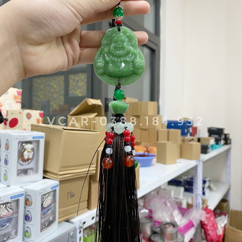 Khánh treo xe ô tô tài lộc.Dây đá ngọc phong thủy.Đá ngọc treo xe ô tô, trong nhà bình an, may mắn màu xanh ngọc bích