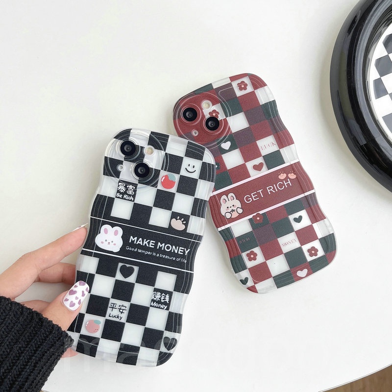 Casing Samsung Galaxy A54 A34 A24 A14 A04 A12 A73 A53 A52 A52S A33 A32 A23 A72 A22 A13 4G 5G A03S A02S A11 A02 A03 A51 A50 A50S A30S A20 A30 A20S A10S A21S M22 M32 M12 M11 M02 Wave Edge Get Rich Money Cartoon Rabbit Grid Clear New Year Phone Case BW 11