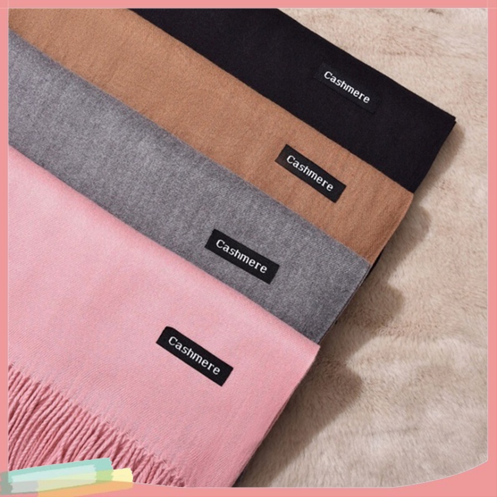 Khăn choàng màu trơn phối tua rua thời trang cho nữ