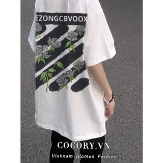 Cocorygirl Áo Thun Tay Ngắn Cổ Tròn Dáng Rộng In Họa Tiết Thời Trang Phong Cách Hàn Quốc Cho Nữ