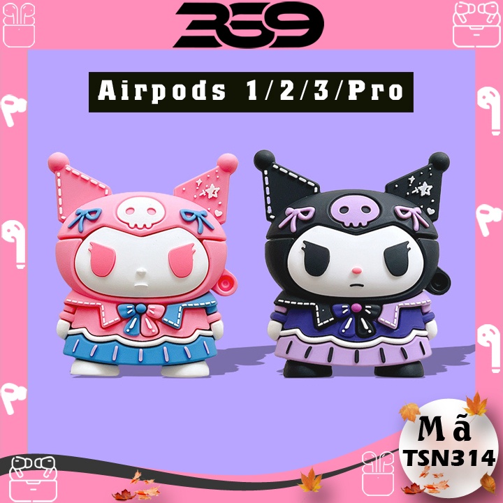 Case Airpods 1/2/3/Pro Kurumi Cute, Vỏ ốp airpod bảo vệ tai nghe không dây bluetooth - Mã TSN314