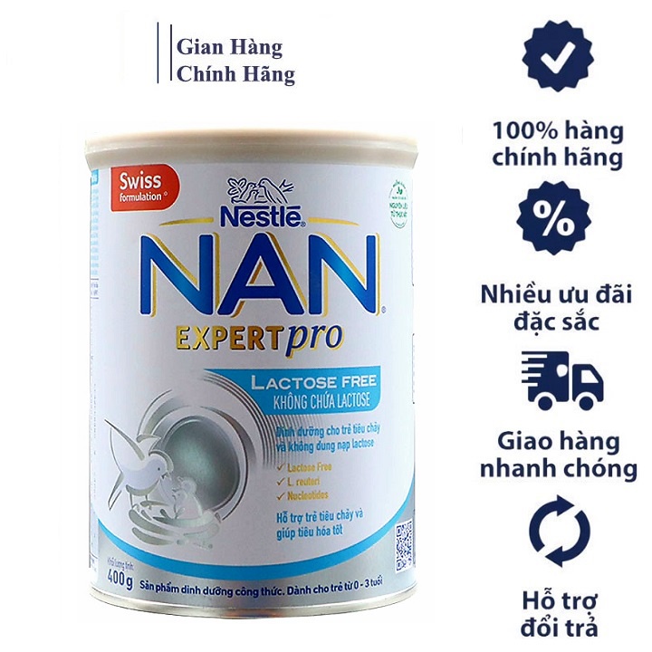 Sữa Bột Nestlé NAN Expert pro Hộp 400g (Dinh dưỡng cho trẻ tiêu chảy và không dung nạp lactose).