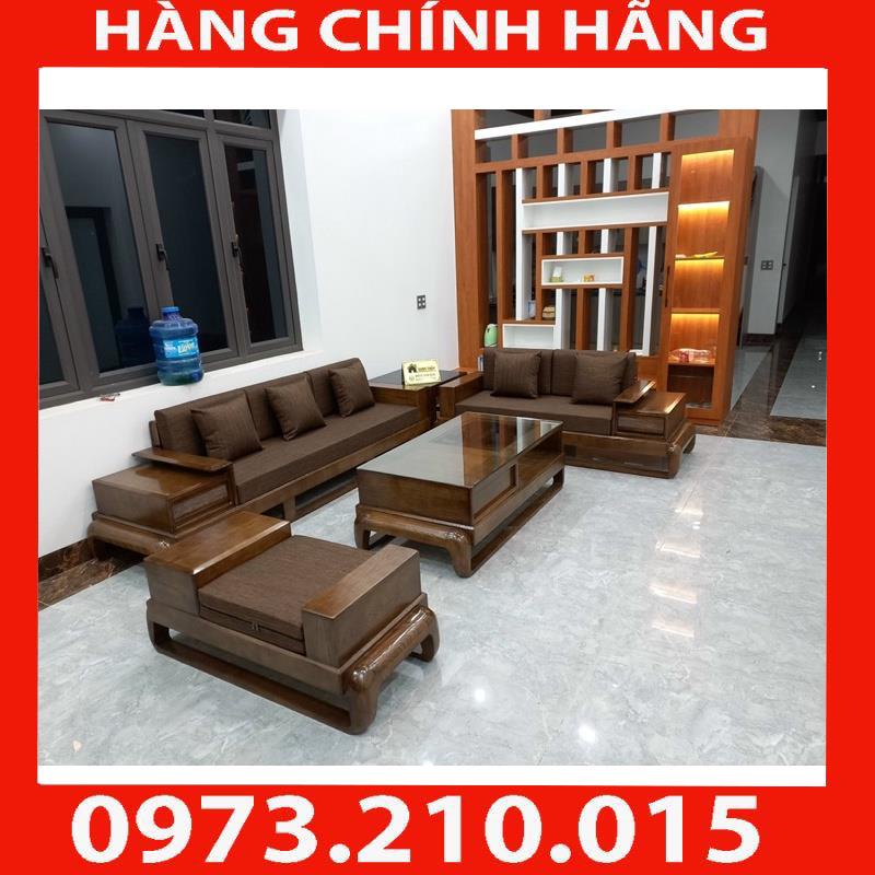 Ảnh thật sofa 2 văng đùi gà gỗ sồi nga màu óc chó, màu cánh gián, màu tự nhiên