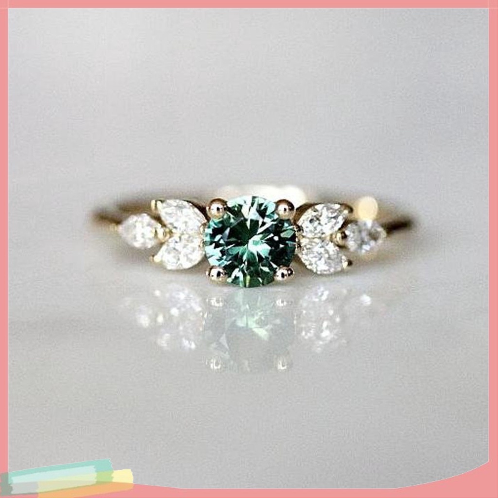 Nhẫn hợp kim mạ bạc trang trí đá zircon thời trang cho nữ