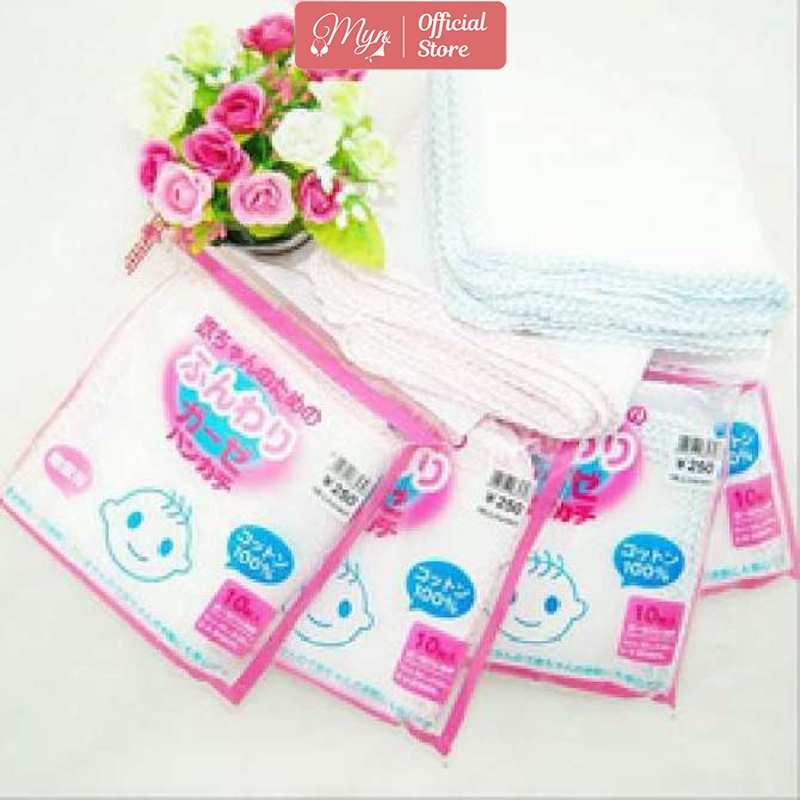 Sỉ - Set 10 khăn xô sữa xuất Nhật loại hoa văn MYN_UNDERWEAR