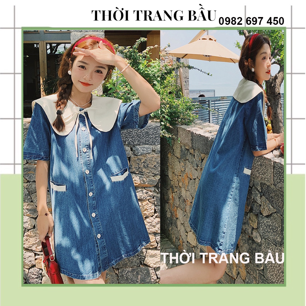 [thoitrangbau1 V211] VÁY BẦU CHẤT BÒ ĐẸP LOẠI 1-ĐẦM BẦU SIÊU XINH THIẾT KẾ DÁNG XUÔNG CỔ SEN TRẮNG BUỘC NƠ DỰ TIÊC,CHƠI