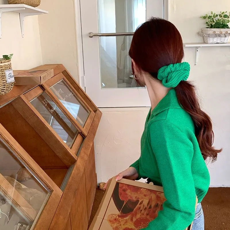 Dây Buộc Tóc Đuôi Ngựa Co Giãn Thời Trang Mùa Đông Đơn Giản Dành Cho Nữ