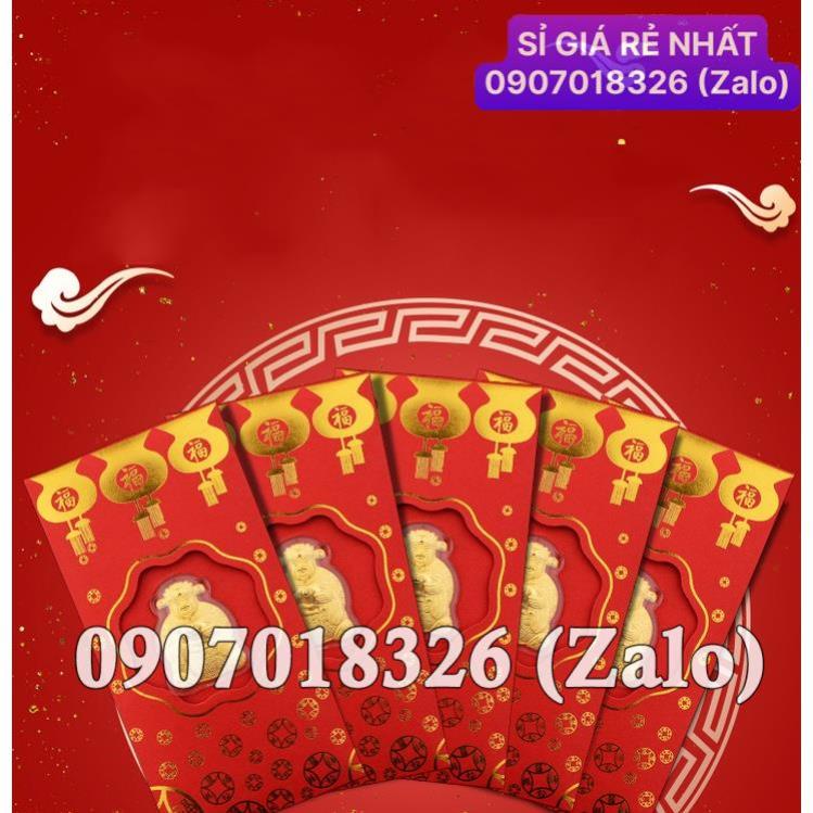 COMBO 10 Bao Lì Xì Ông Thần Tài Vàng Mạ Vàng 24k HongKong 2023