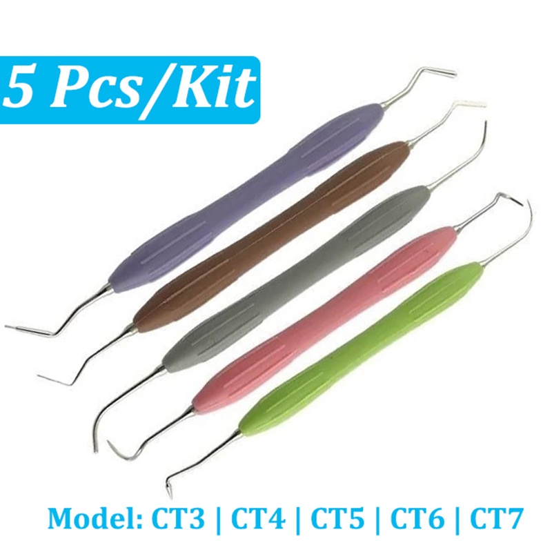 Bộ 5 Dụng Cụ Làm Sạch Răng Bằng Nhựa Resin Tay Cầm Silicone