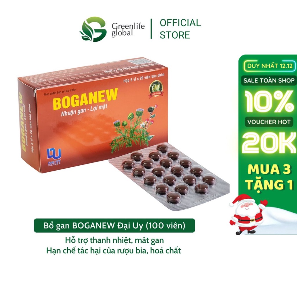 Bổ gan BOGANEW Đại Uy (hộp 100 viên) - Giải độc gan, lợi mật, tăng cường chức năng gan