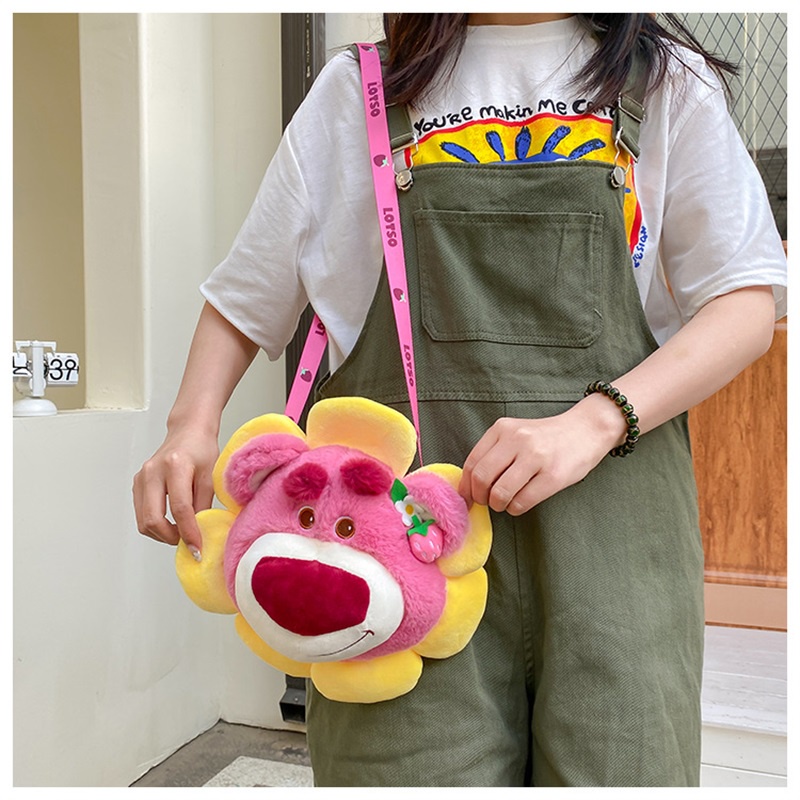 Có thể bán buôn Túi màu hồng Hoa gấu Mô hình hoạt Đồ chơi sang trọng Tiện nghi dễ thương Messenger Ilikebag Hàng giao ngay