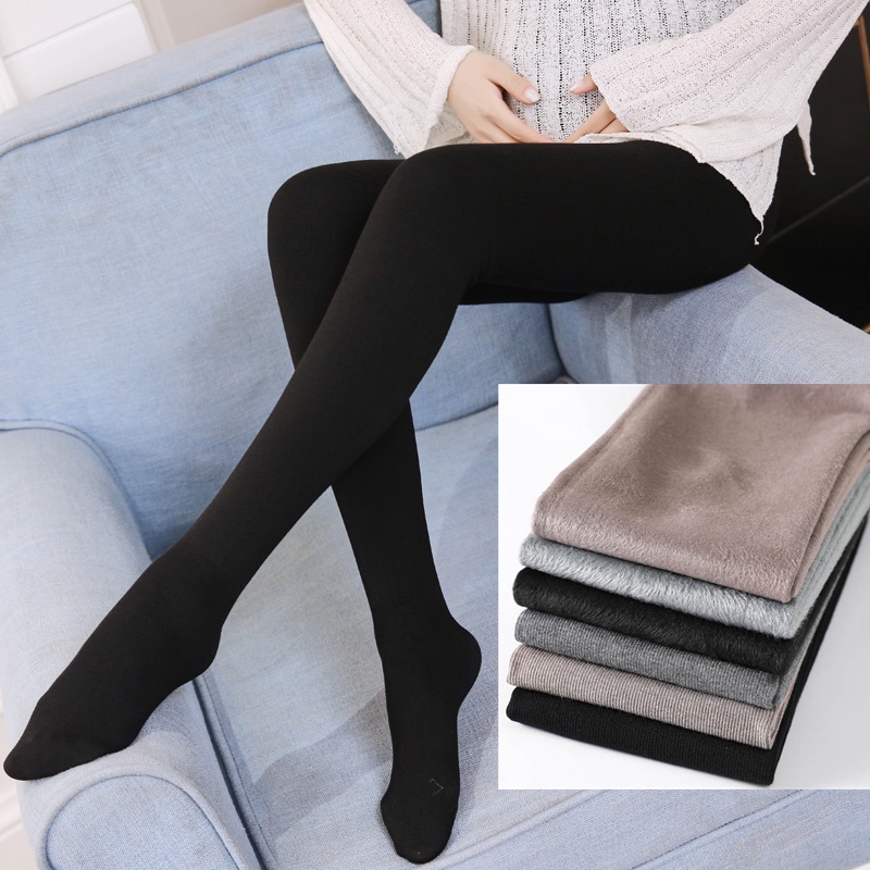 Quần Tất Lông Cừu Mỏng Kẻ Sọc Dọc Thời Trang Thu Đông Cho Mẹ Bầu 300g