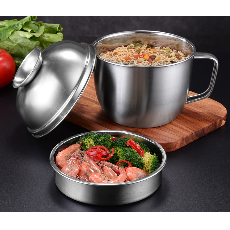 ModernHome Bát mì gia dụng bằng thép không gỉ 304 súp thực phẩm Hộp đựng trái cây có nắp đậy