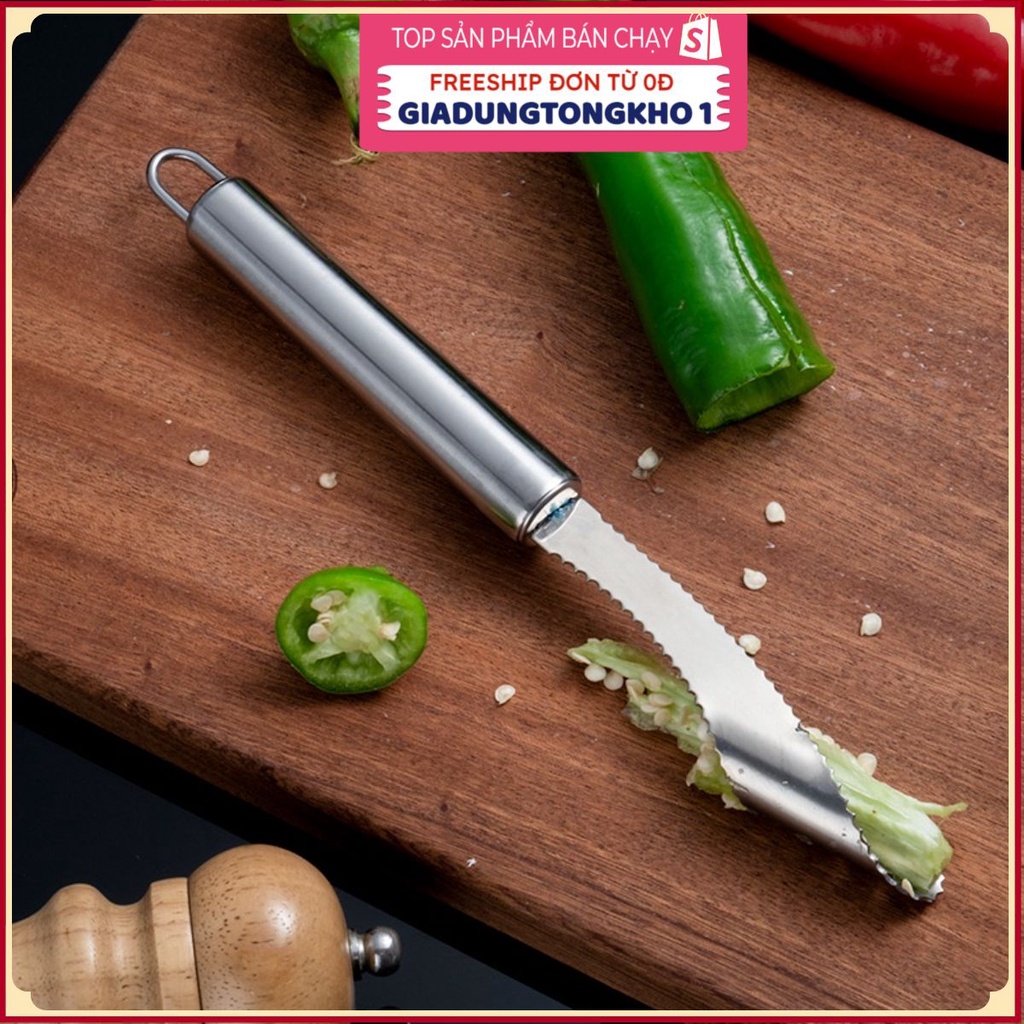 (Bán Buôn Sỉ) Dụng cụ lấy ruột ớt, ruột mướp đắng, dưa chuột bằng thép không gỉ 304