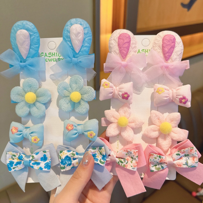 Sét kẹp cặp tóc bằng vải nhiều hình cute dễ thương cho bé gái