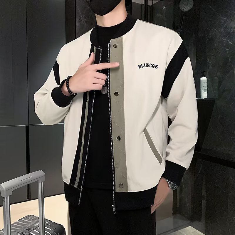 Áo Khoác Bóng Chày Thêu Họa Tiết Màu Sắc Tương Phản Thời Trang Xuân Thu 2022 Cho Nam
